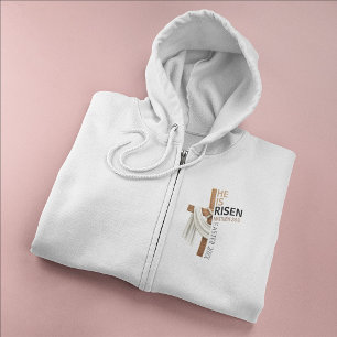 Personalised He Is Risen Vintage Easter Cross Hoodie