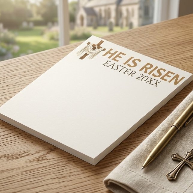 Personalised He Is Risen Vintage Easter Cross Notepad (Creator Uploaded)