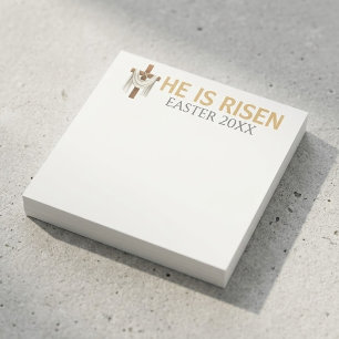 Personalised He Is Risen Vintage Easter Cross Post-it Notes