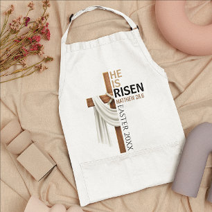 Personalised He Is Risen Vintage Easter Cross Standard Apron