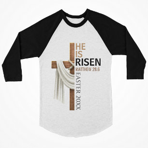 Personalised He Is Risen Vintage Easter Cross T-Shirt