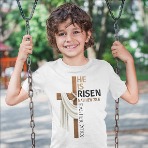 Personalised He Is Risen Vintage Easter Cross T-Shirt