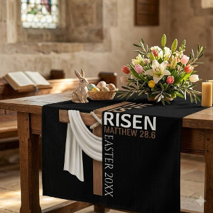 Personalised He Is Risen Vintage Easter Cross Tablecloth