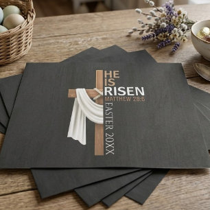 Personalised He Is Risen Vintage Easter Cross Tissue Paper