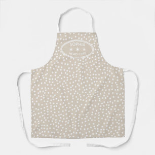 Personalised head Chef Modern Boho beige Polka Dot Apron