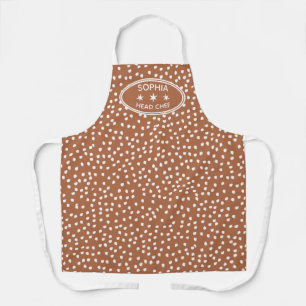 Personalised head Chef Modern Boho brown Polka Dot Apron