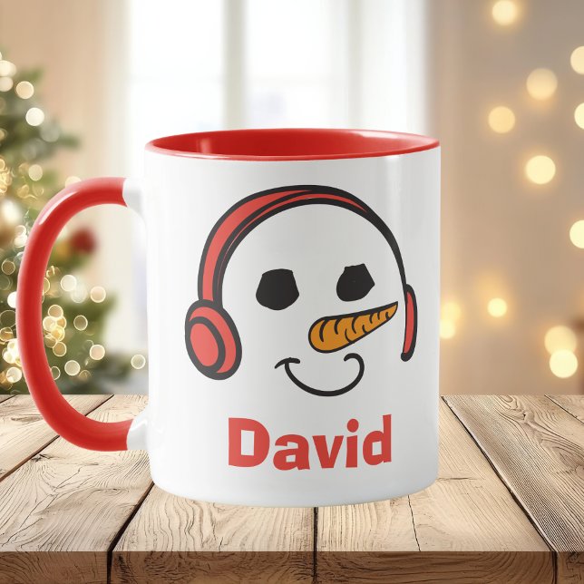 Personalised Headphones Music Snowman Mug (Personalized Headphones Music Snowman Mug
)