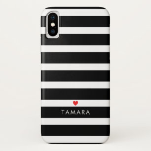 Personalised Heart and Black Stripes Case-Mate iPhone Case