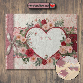 Personalised Heart and Rose Jigsaw Puzzle