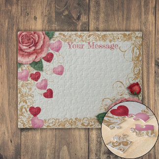 Personalised Heart and Rose Jigsaw Puzzle