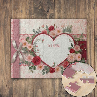 Personalised Heart and Rose Jigsaw Puzzle