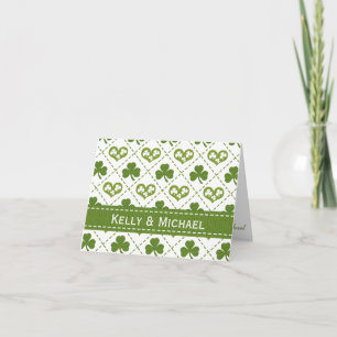 Personalised Heart and Shamrock Wedding Thank You Card