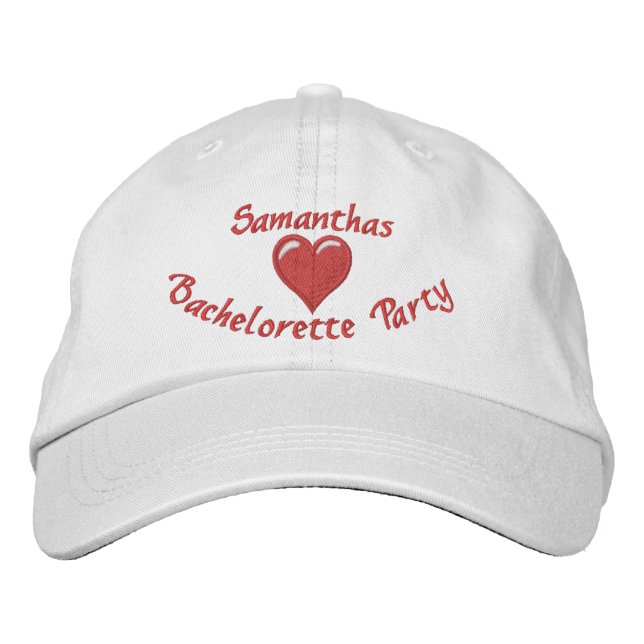 Personalised heart bachelorette party embroidered hat (Front)