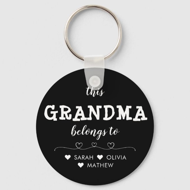 Personalised Heart Black This Grandma Belongs to Key Ring (Front)