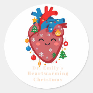 Personalised Heart Christmas Doctor Classic Round Sticker