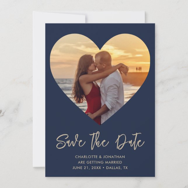 Personalised Heart Cutout Wedding Photo  Save The Date (Front)