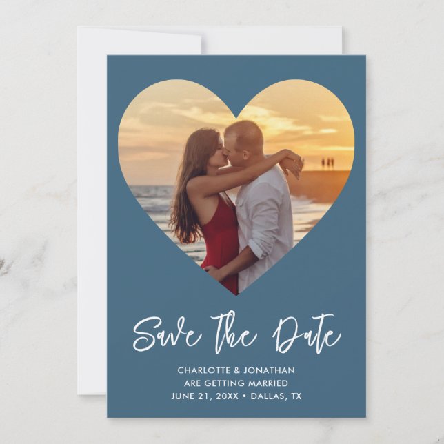 Personalised Heart Cutout Wedding Photo  Save The Date (Front)
