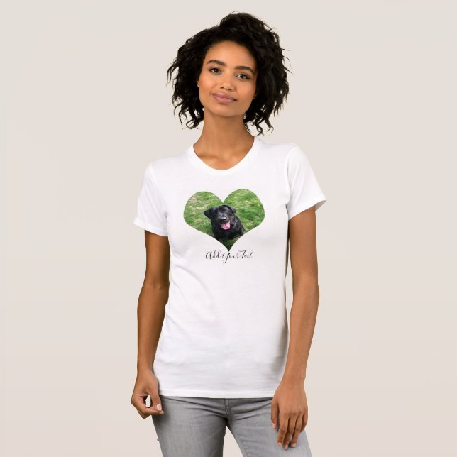 Personalised Heart Dog Pet Photo and Name  T-Shirt (Front Full)
