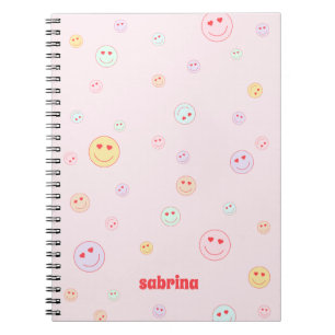 Personalised Heart Eyes Happy Face  Notebook
