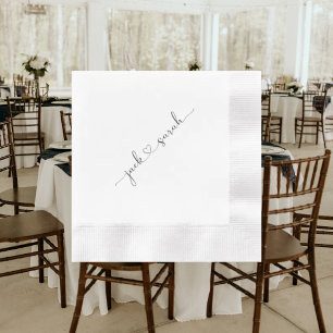 Personalised Heart Font Couple Names Wedding Napkin