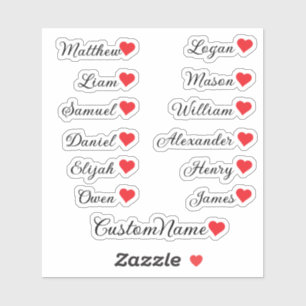 Personalised Heart Guest List – 12 Custom Name