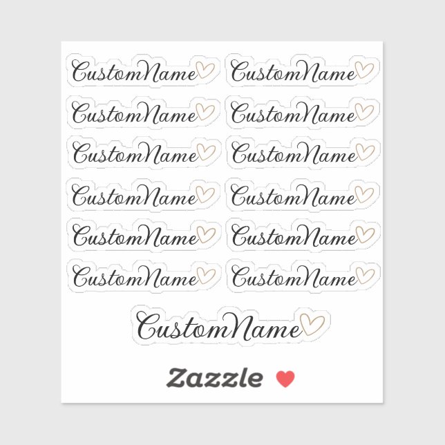 Personalised Heart Guest List – 12 Custom Name (Sheet)