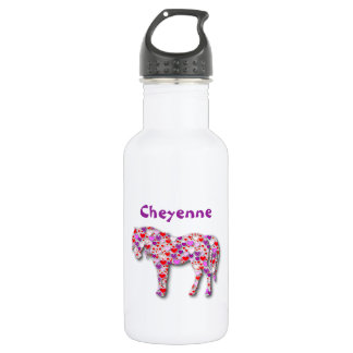 Personalised Heart Horse Pink - 532 Ml Water Bottle