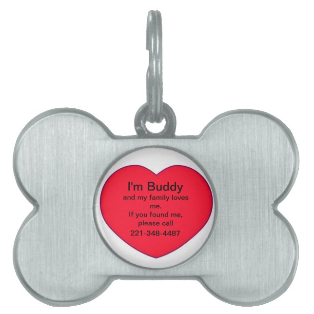Personalised Heart If Found Dog Tag (Front)