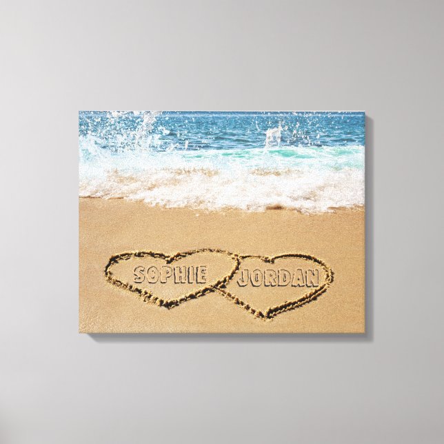 Personalised Heart In Sand Canvas Print (Front)