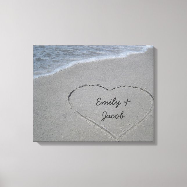 Personalised Heart in Sand Wrapped Canvas Print (Front)