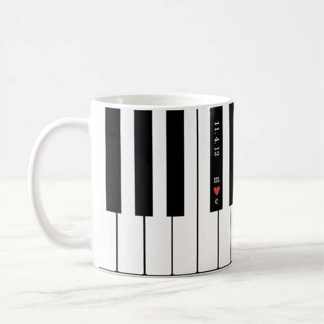 Personalised Heart Initial Couples Piano Mug (Left)