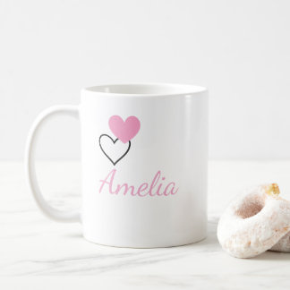 Personalised Heart Name Mug – Two-Tone Flecked, En
