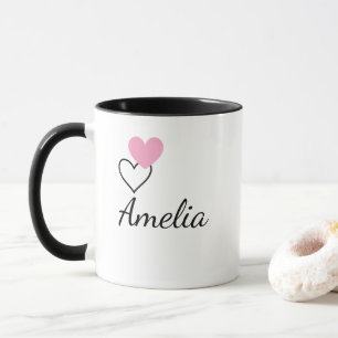 Personalised Heart Name Mug – Two-Tone Flecked, En