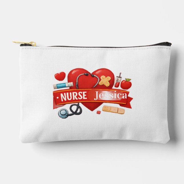 Personalised Heart Nurse Office sign| Custom Accessory Pouch (Front)