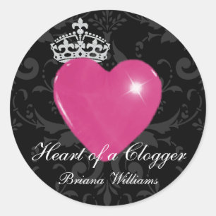 Personalised Heart of a Clogger Purple Heart Classic Round Sticker