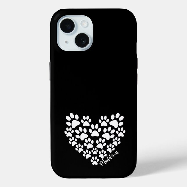 Personalised Heart Paw Prints Case-Mate iPhone Case (Back)