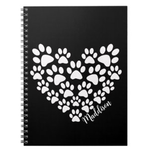 Personalised Heart Paw Prints Notebook