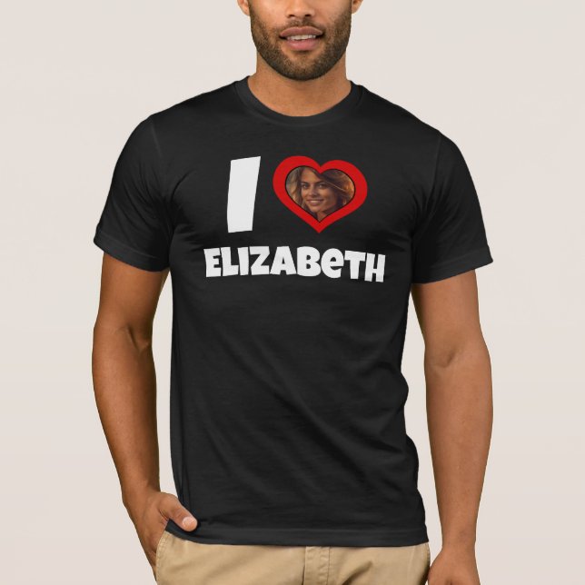 Personalised Heart Photo and girlfriend Name T-Shirt (Front)