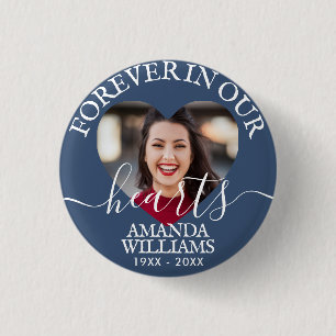 Personalised Heart Photo Memorial 3 Cm Round Badge