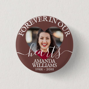 Personalised Heart Photo Memorial 3 Cm Round Badge