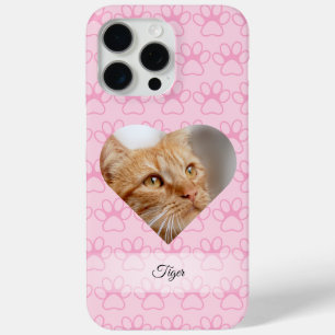 Personalised Heart Photo Paw Print iPhone 15 Pro Max Case