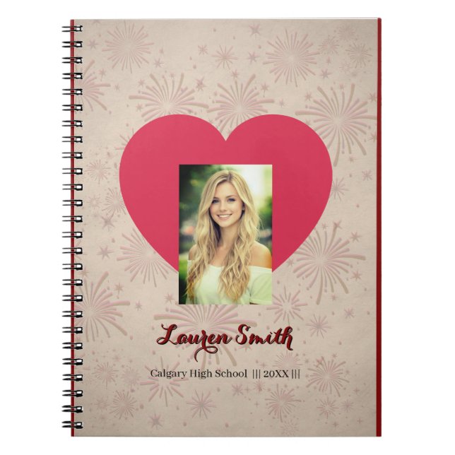 Personalised Heart Photo Spiral Notebook  (Front)