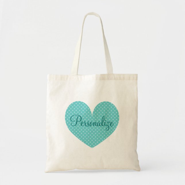 Personalised heart polka dots pattern tote bag (Front)