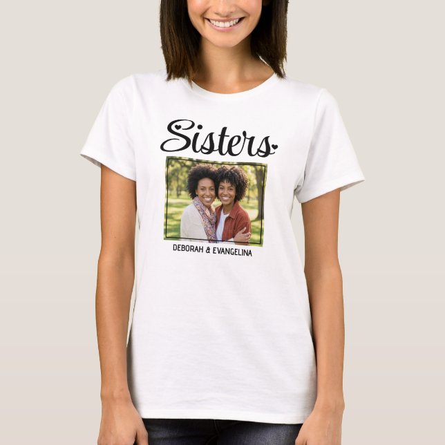 Personalised Heart Script Photo SISTERS T-Shirt (Front)