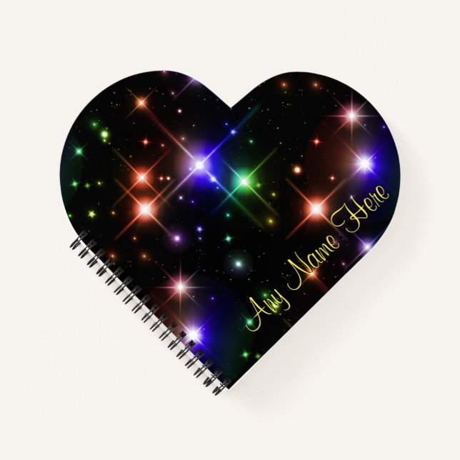 Personalised Heart Shaped Notebook with Stars (Front)