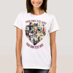Personalised heart Shaped Photo mosaic template T-Shirt