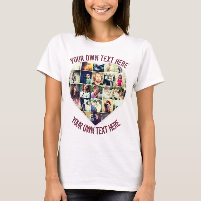 Personalised heart Shaped Photo mosaic template T-Shirt (Front)