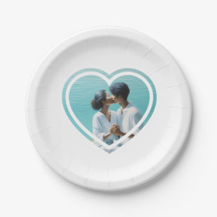 Personalised Heart Shaped Photo Wedding Paper Plate