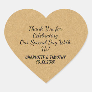 Personalised Heart Shaped Wedding Guest Favour  Sticker