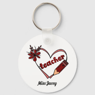 Personalised Heart Teacher Valentine's Day Key Ring